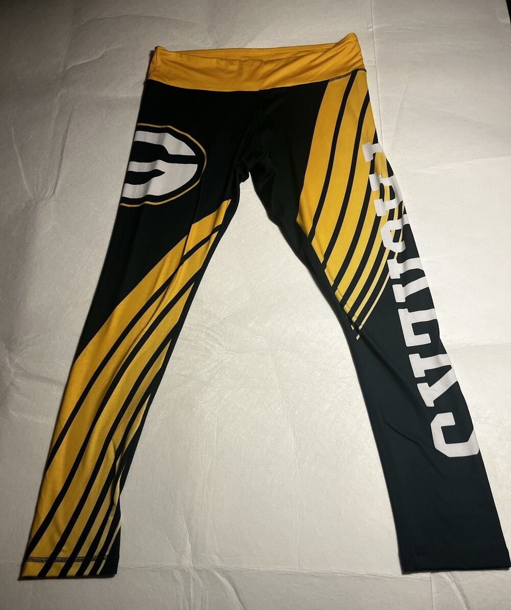 Green Bay Packers Womens M Leggings NFL Team Apparel Black Gold Logo Pants
